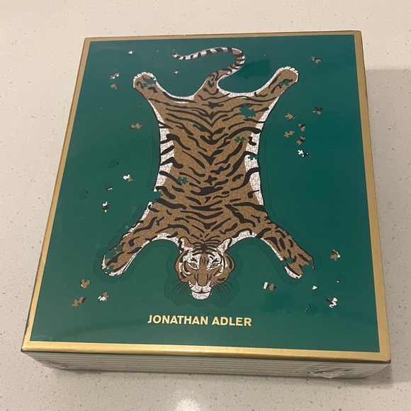 BUNDLE of 3 Jonathan Adler puzzles: 2 Wooden, 1 Regular foil-stamp (Green Tiger) - Picture 2 of 7